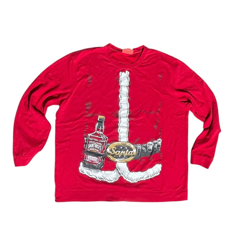 Saint Nicks‎ Booze Ugly Christmas Sweater Party Long Sleeve Funny Graphic
